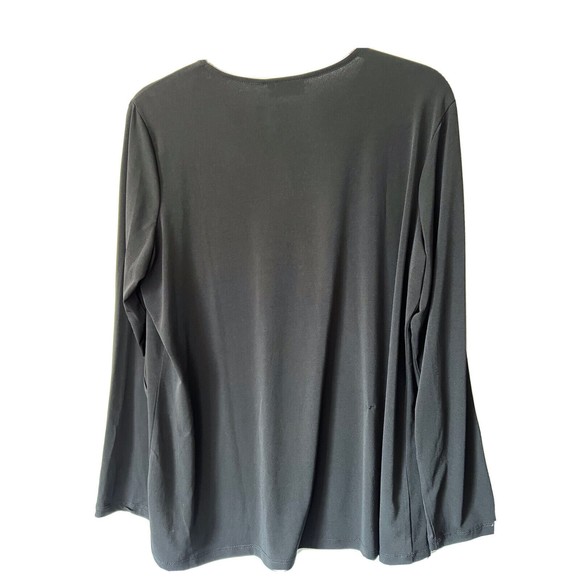 Susan Graver  QVC Liquid Knit Tunic Top Black with Gold Chain Accent Size Large - Picture 2 of 11